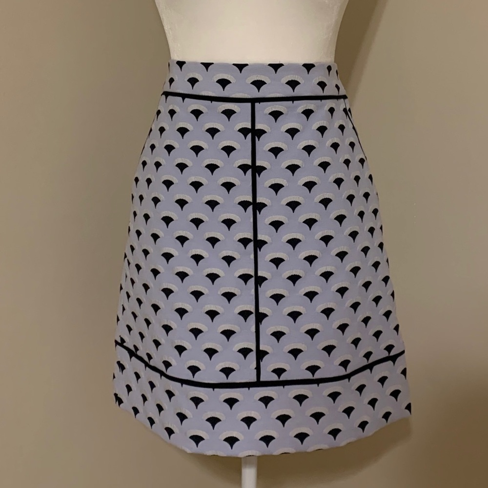 Blue Egyptian palm thick jacquard skirt Ann Taylor